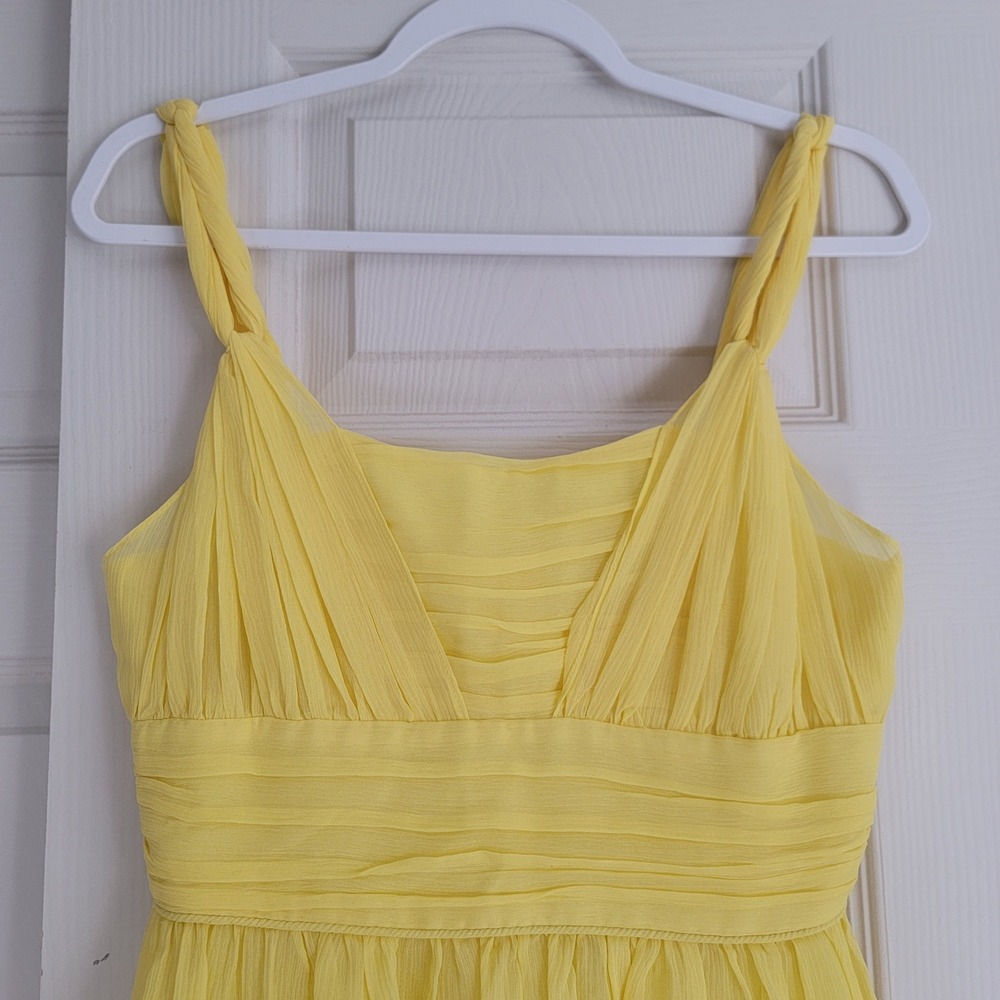 Banana Republic 100% Silk Yellow Lauren GG Mini Dress Fit & Flare Size 4 - Picture 12 of 14